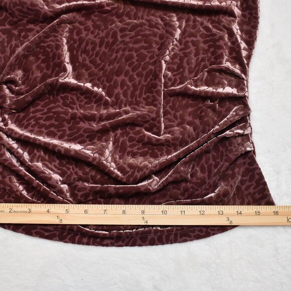 NY & Co Burnout Velvet Top Sz S Draped Ruched Whimsigoth Holiday Boho Party - Picture 14 of 15